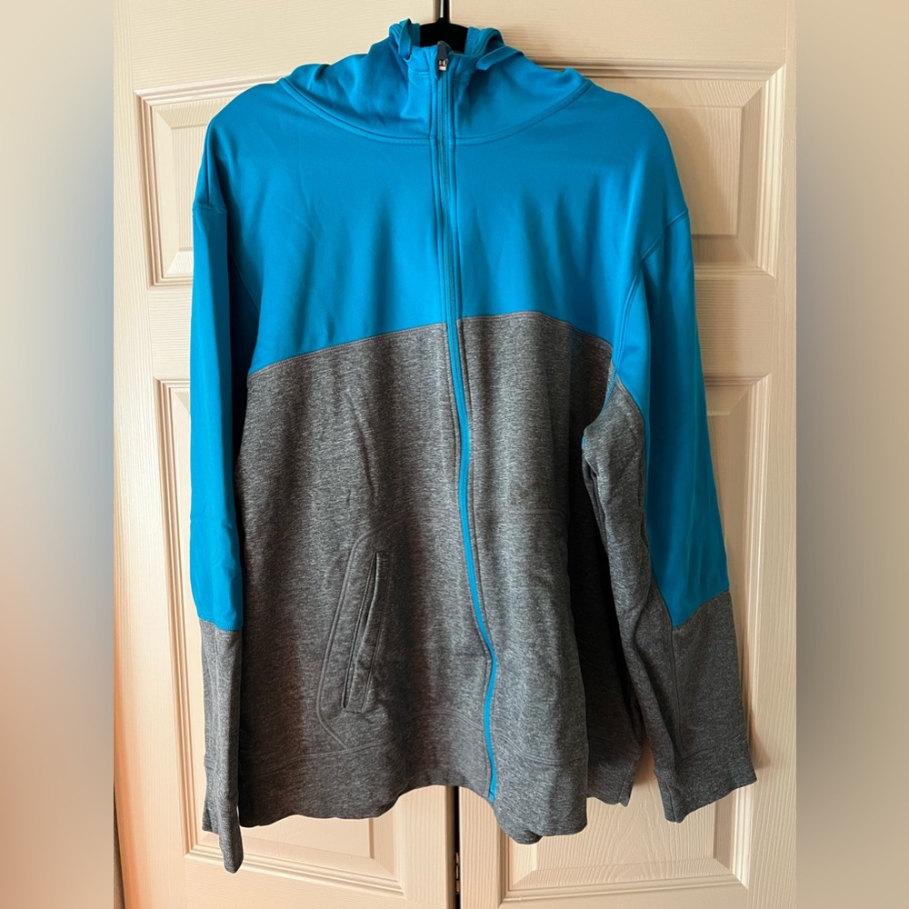 Champions full zip 3/4 gray 1/4 blue track jacket